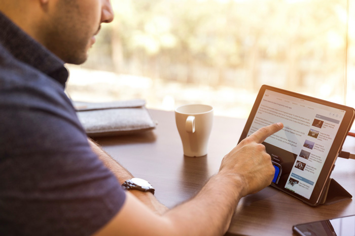 Man using a tablet